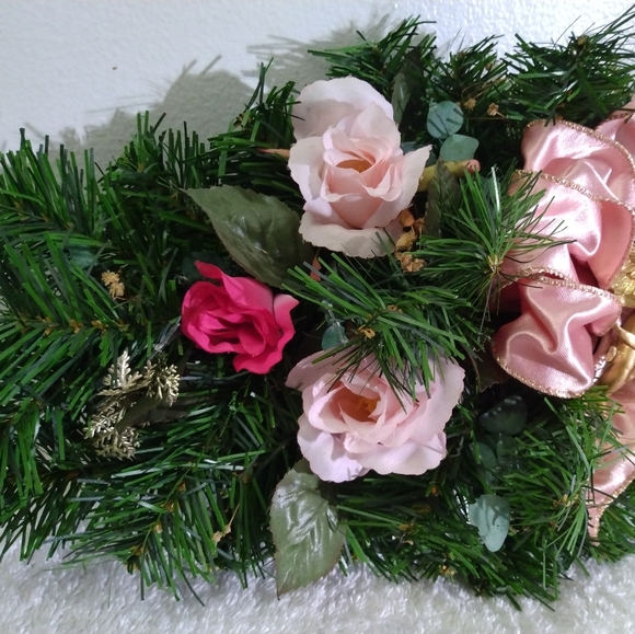 Decorative Rose Floral Angel Hanging Wreath Centerpiece - Picture 7 of 11